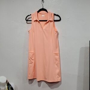 Hind Sleeveless Golf Polo Dress in Neon Cantelope Size M